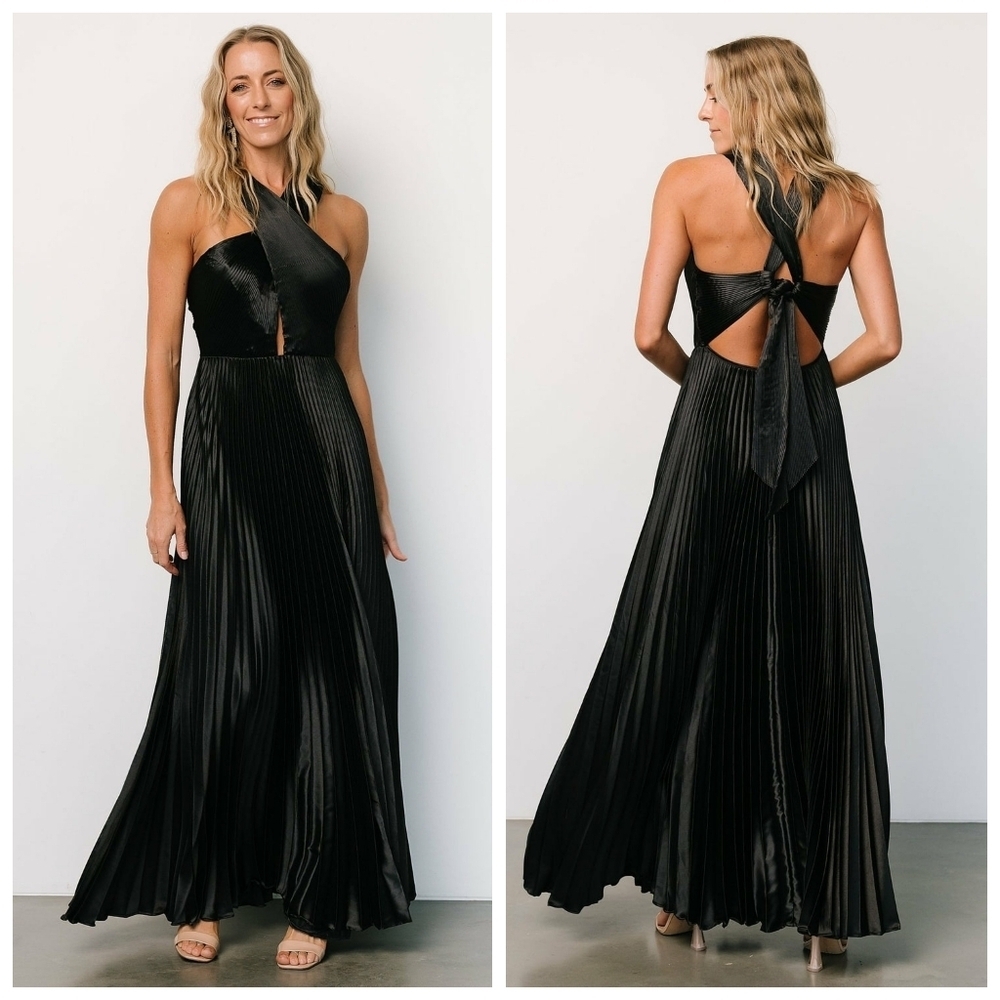 Baltic Born Black Sandra Pleated Maxi Dress